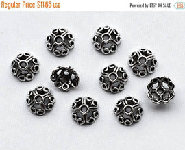 50 pc 11mm bali Style Bead Caps Antique Silver finish Pewter - PBF074 - BeadPrism