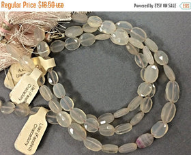 Pink Calcedony Faceted 8mm Flat Oval bead strand 8" 24 beads gemstone strand Bead size varies - S122 - BeadPrism