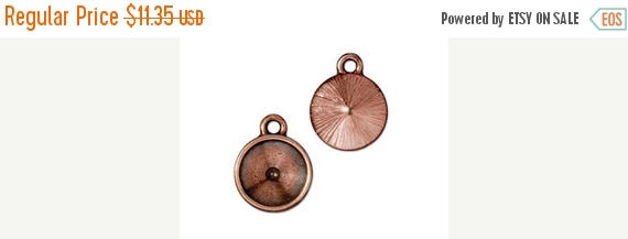 5 Pc Rivoli Frame holder Charm 12mm Antique Copper Finish TierraCast Charm Swarovski bezel - P2311CA - BeadPrism