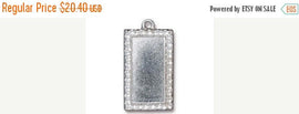 Rectangle Frame Charm, 35x19mm Bright Rhodium Finish TierraCast Stamping blanks Pendants - P2314RB - BeadPrism