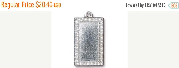 Rectangle Frame Charm, 35x19mm Bright Rhodium Finish TierraCast Stamping blanks Pendants - P2314RB - BeadPrism