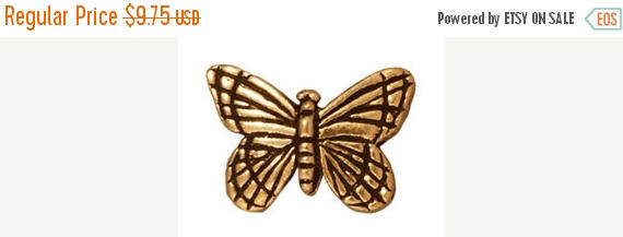5 Pc Butterfly Bead 11x16mm, 1.25mm hole Antique Gold Plated Tierracast Monarch 94-5520-26 - P5520GA - BeadPrism