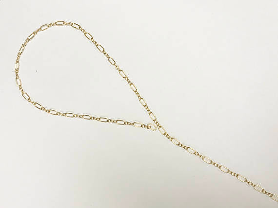 5 Feet Lariat Chain By Foot, 14K Gold Filled Double Bar Designer Chain 2mm, Dapped Chain - GC384-5 - BeadPrism