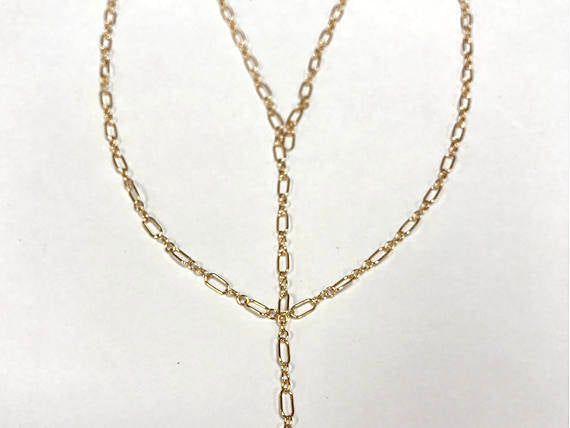 20 Feet Lariat Chain By Foot, 14K Gold Filled Double Bar Designer Chain 2mm, Dapped Chain - GC384-20 - BeadPrism