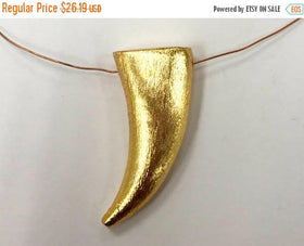 14 Pcs Gunmetal Horn Beads, Brushed gunmetal over copper, 44mm x 20mm x 9mm Non Tarnish - GPC15 - BeadPrism