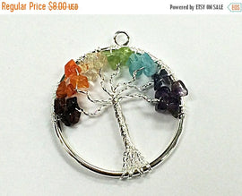 Chakra Tree of Life Pendants, Gemstone 1.75
