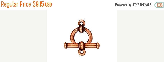 5 Sets Toggle Clasp 12mm Bar Antique Copper Finish, Tierracast Toggle Clasps 94-6016-18 - P6016CA - BeadPrism
