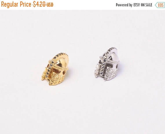 15mm Knight Bead CZ Pave Pendant, Gold, Rhodium, AAA quality, Horizontal Hole Choose Color - BMP18 - BeadPrism