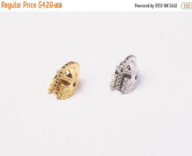 15mm Knight Bead CZ Pave Pendant, Gold, Rhodium, AAA quality, Horizontal Hole Choose Color - BMP18 - BeadPrism