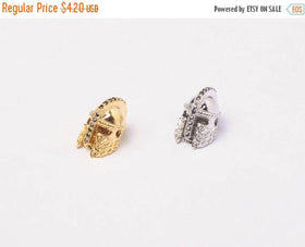 15mm Knight Bead CZ Pave Pendant, Gold, Rhodium, AAA quality, Horizontal Hole Choose Color - BMP18 - BeadPrism