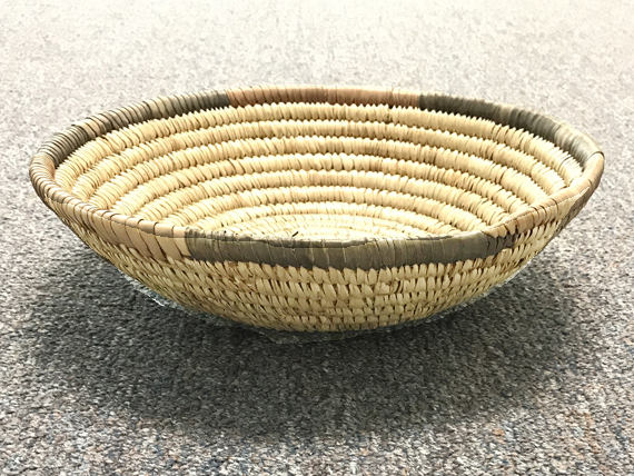 Vintage African Basket, Coiled Woven Nigeria Haus Tight Weave Vintage Basket 11-12" diameter - CO - BeadPrism