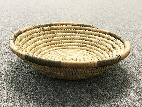 Vintage African Basket, Coiled Woven Nigeria Haus Tight Weave Vintage Baskets 11 Inch 2.5' high - CO - BeadPrism