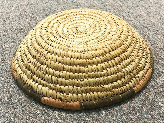 Vintage African Basket, Coiled Woven Nigeria Haus Tight Weave Vintage Baskets 11 Inch 2.5' high - CO - BeadPrism