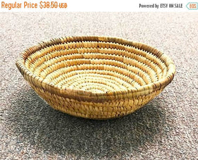 Vintage African Basket, Coiled Woven Nigeria Haus Tight Weave Vintage Baskets 10 Inch 3' high - CO - BeadPrism