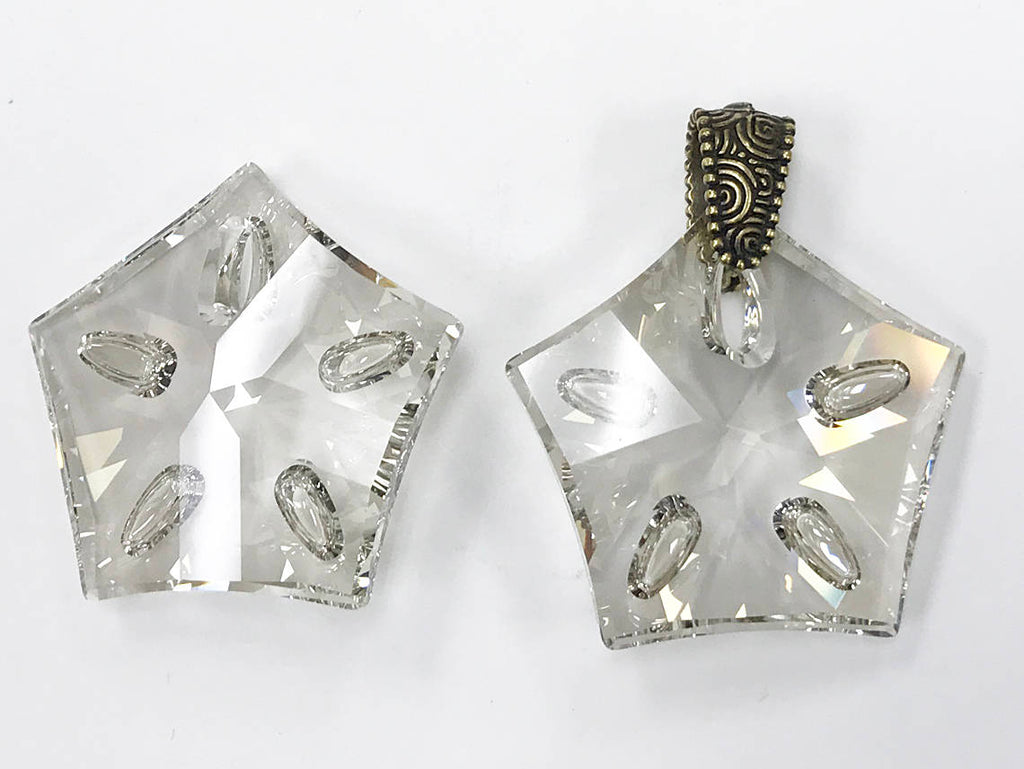 Lotus flower Pendant Swarvoski Crystals 40mm Silver Shade, Yoga, buddha, Lotus Pendant - 6908-40SS - BeadPrism
