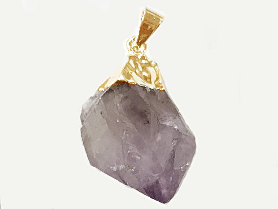 Raw Amethyst Faceted Gold Bail Crystal Point Pendant Freeform 1 Inch Nugget - DP5-Amethyst Gold - BeadPrism