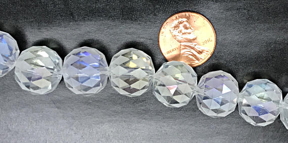 15mm Large Crystal Beads, Ecthed checkered pattern, 14 Beads/std, AA quality, highy faceted - DC101 - BeadPrism