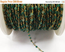 Load image into Gallery viewer, 40% OFF 10 Feet Dyed Emerald Green 3mm Faceted Gold Plated Wire Wrapped Chain -CHGS-EG-10 - BeadPrism