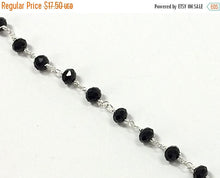 Load image into Gallery viewer, 3 Foot 6mm Black Crystal Silver Plated Wire Wrapped Chain by Foot -  CH182-3 - BeadPrism