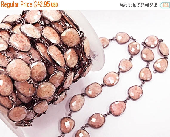 Bezel Gemstone Chain by Foot, 16mm Faceted Mystic Pink Quartz - CHGS32 - BeadPrism