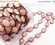 Load image into Gallery viewer, Bezel Gemstone Chain by Foot, 16mm Faceted Mystic Pink Quartz - CHGS32 - BeadPrism