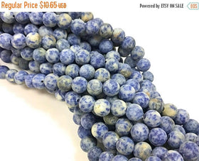 25% OFF 10mm Matte Indigo Blue White Jasper, 2mm Hole -Full Strand 38 Round Gemstone Beads -SJAS127 - BeadPrism
