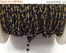 Load image into Gallery viewer, 40% OFF 10 Feet  Black Spinel 3mm Faceted Gold Plated Wire Wrapped Chain -CHGS17-BS - BeadPrism