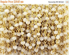 Load image into Gallery viewer, 40%OFF 3Ft Rainbow Moonstone 3mm Fac. Gemstone Gold Plated Wire Wrapped Chain By Ft-CHGS-RM - BeadPrism