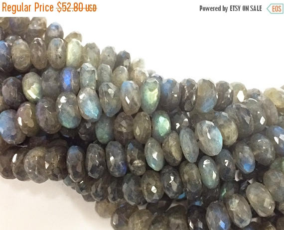 10-11mm Rondelle Faceted natural Labradorite Gemstone Beads, 9 Inch Strand, 40 beads - SLB114 - BeadPrism