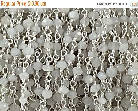 40%OFF 1Ft Rainbow Moonstone 3mm Fac. Gemstone Silver Plated Wire Wrapped Chain By Ft-CHGS-RMSP - BeadPrism