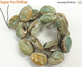 4 pc Abalone Gemstone Beads, faceted Tumbled Natural raw, 20mm x 25mm AAA quality - SABA103-4 - BeadPrism