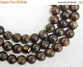 8.5mm Tibet Agate Gemstone Brown Beads Strand, Hand Painted,   47 Beads - SAGT504 - BeadPrism