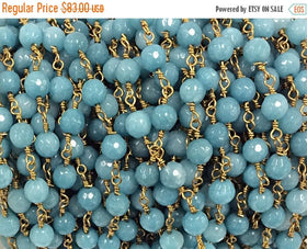 40%OFF 10Ft Blue Jade Wire Wrapped Chain 6mm faceted Round Gemstone Beads, Chain by Ft -CHGS21N - BeadPrism