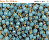 40%OFF 10Ft Blue Jade Wire Wrapped Chain 6mm faceted Round Gemstone Beads, Chain by Ft -CHGS21N