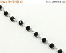 Load image into Gallery viewer, 10 Foot 6mm Black Crystal Silver Plated Wire Wrapped Chain by Foot, Rosary Bead Chain - CH182 - BeadPrism