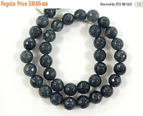 25% OFF 10mm Jade Faceted Round Urban Grey Gemstone Beads 14.5" Strand 38 Beads - SJA194A - BeadPrism