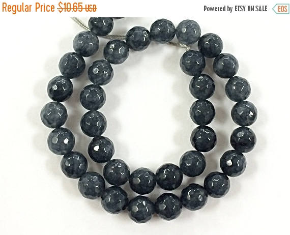 25% OFF 10mm Jade Faceted Round Urban Grey Gemstone Beads 14.5" Strand 38 Beads - SJA194A - BeadPrism
