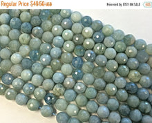 Load image into Gallery viewer, 25% OFF 9.5mm Natural Blue Aquamarine Faceted Round Gemstone Beads, Strand 41 Beads - SAQUA2 - BeadPrism