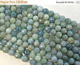 25% OFF 9.5mm Natural Blue Aquamarine Faceted Round Gemstone Beads, Strand 41 Beads - SAQUA2