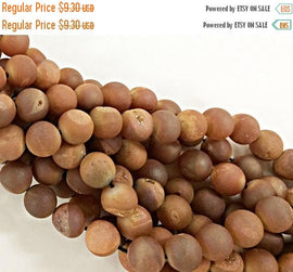 25% OFF 8mm Druzy Druzzy Geode Sedona Red Tones Round Brown Gemstone 48 Beads 15.5