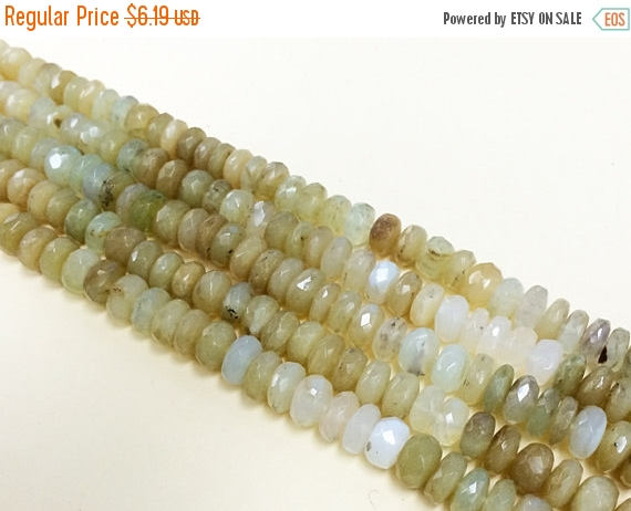 25% OFF 7mm Peruvian Opal Faceted Rondells Gemstone Beads  - Brown Beads - 10 Beads - S281P1 - BeadPrism
