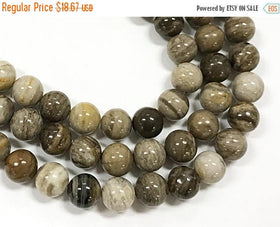 10 mm Silver Leaf Jasper Round Gemstone, 38 Beads Strand, 16 Inch Strand, Neutral tones - SJAS128 - BeadPrism