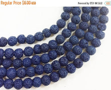 Load image into Gallery viewer, 8mm blue Lava Rock Bead Strand, Lapis Dark Blue Lava Rocks Bead strand, 50 Beads Strand - SLAV100 - BeadPrism
