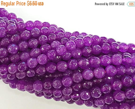 6mm Jade Faceted Round, Dark Bodacious Pink, 15 inch, 64 Beads, Pink Orchid gemstone Beads - SJA 200 - BeadPrism