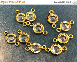 10 Pcs Swarovski Crystal Lariat Connectors, 6mm Stone Gold Bezels, 13 x 7mm Tarnish Resistant - C - BeadPrism
