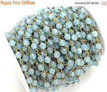 Load image into Gallery viewer, 6mm Blue Jade Wire Wrapped Chain, 6mm faceted Round Blue Jade Gemstone Beads, Chain by Foot - CHGS21 - BeadPrism