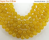 25% OFF 8mm Jade Faceted Round, Spicy Mustard Yellow, 15 