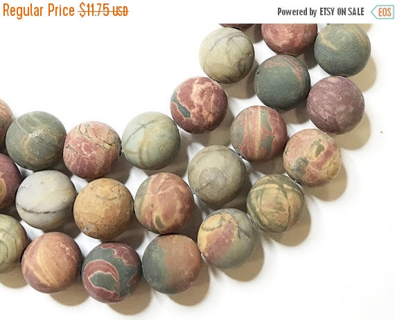 10mm Matte Mookite Gemstone Beads, 39 Bead Strand, Earth Tone Prayer Tibet Mookaite Beads - MOO101 - BeadPrism