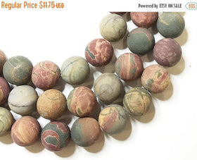 10mm Matte Mookite Gemstone Beads, 39 Bead Strand, Earth Tone Prayer Tibet Mookaite Beads - MOO101 - BeadPrism