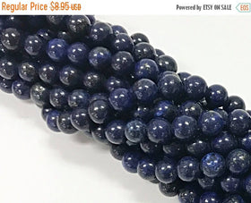 8mm Round Lapis Gemstone Beads Full 16" Strand, 50 Beads, Blue Gemstone Beads, AAA Quality - SLA103 - BeadPrism